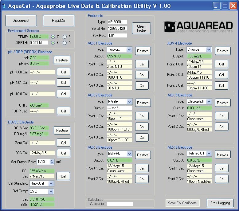 AquaCal: visualizzazione e calibrazione dei sensori