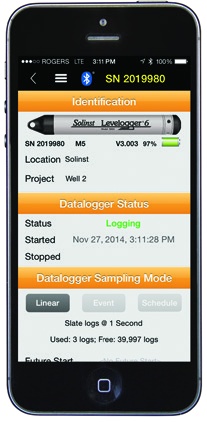 Solinst App Interface Bluetooth