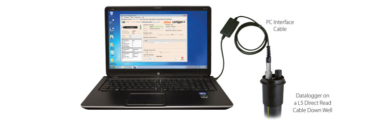 Levelogger collegato al PC tramite Direct Read Cable e PC Interface Cable